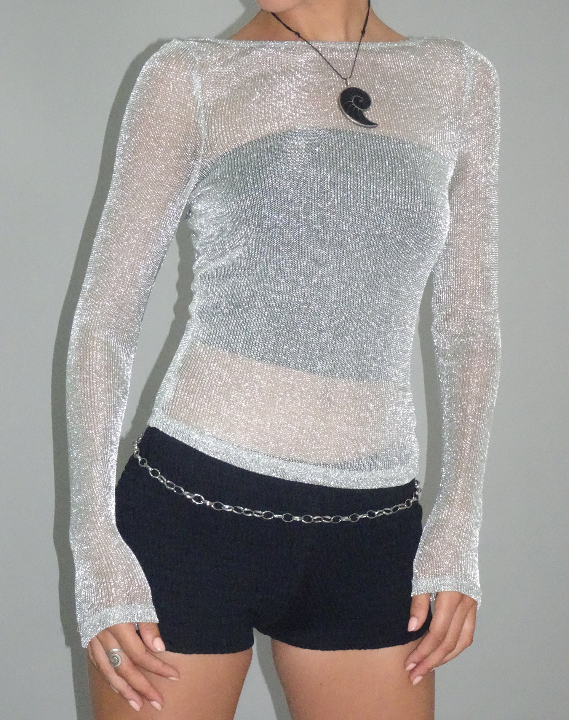 Image de Suzette Long Sleeve Top in Silver Chain
