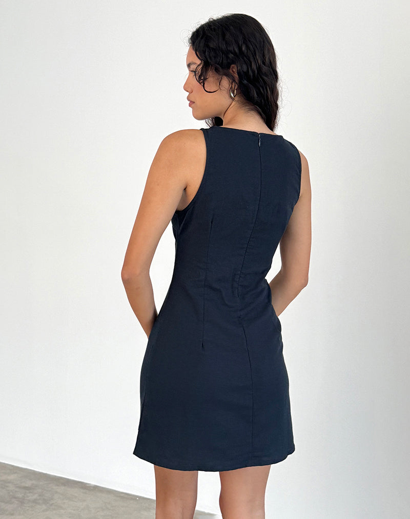 Image de Sveta Mini robe sans manches en lin Tapshoe Black