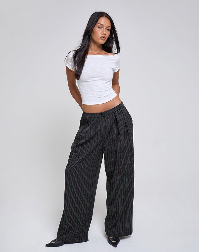Image de Syra Pantalon plissé à rayures noir
