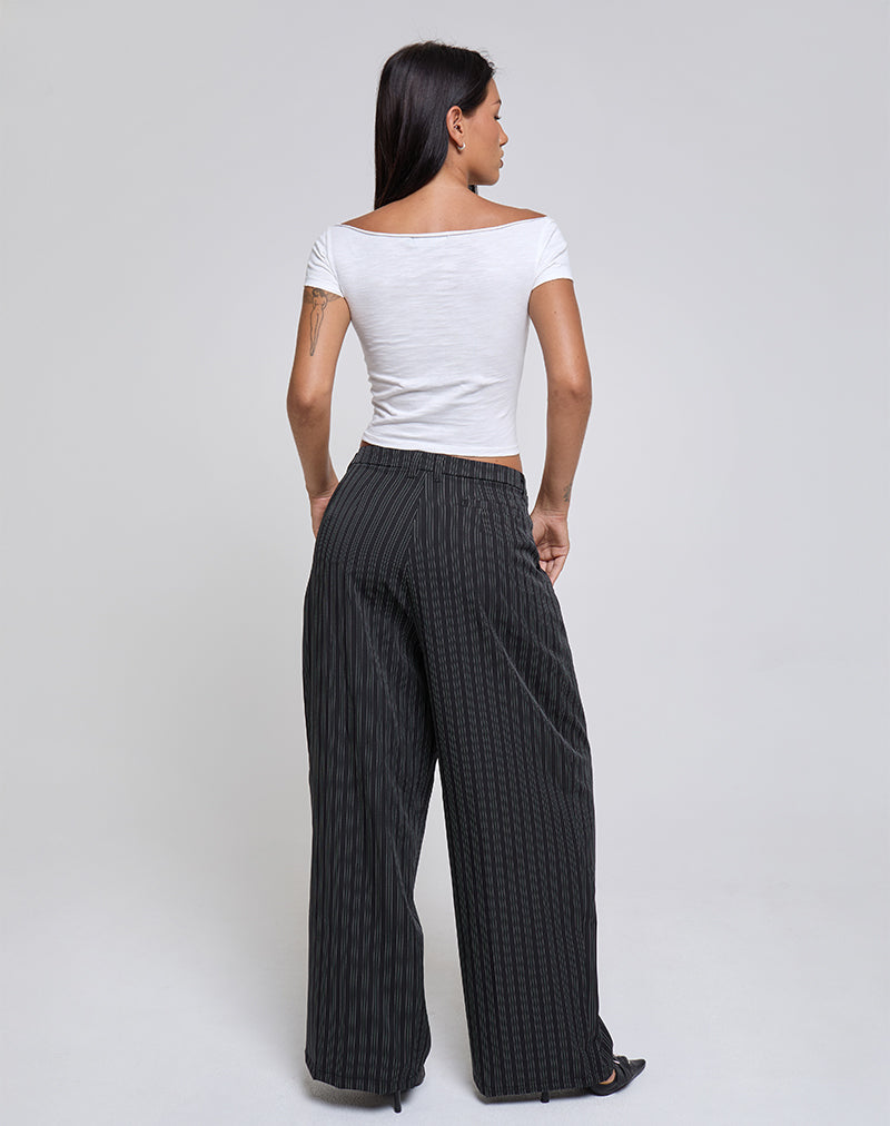 Image de Syra Pantalon plissé à rayures noir