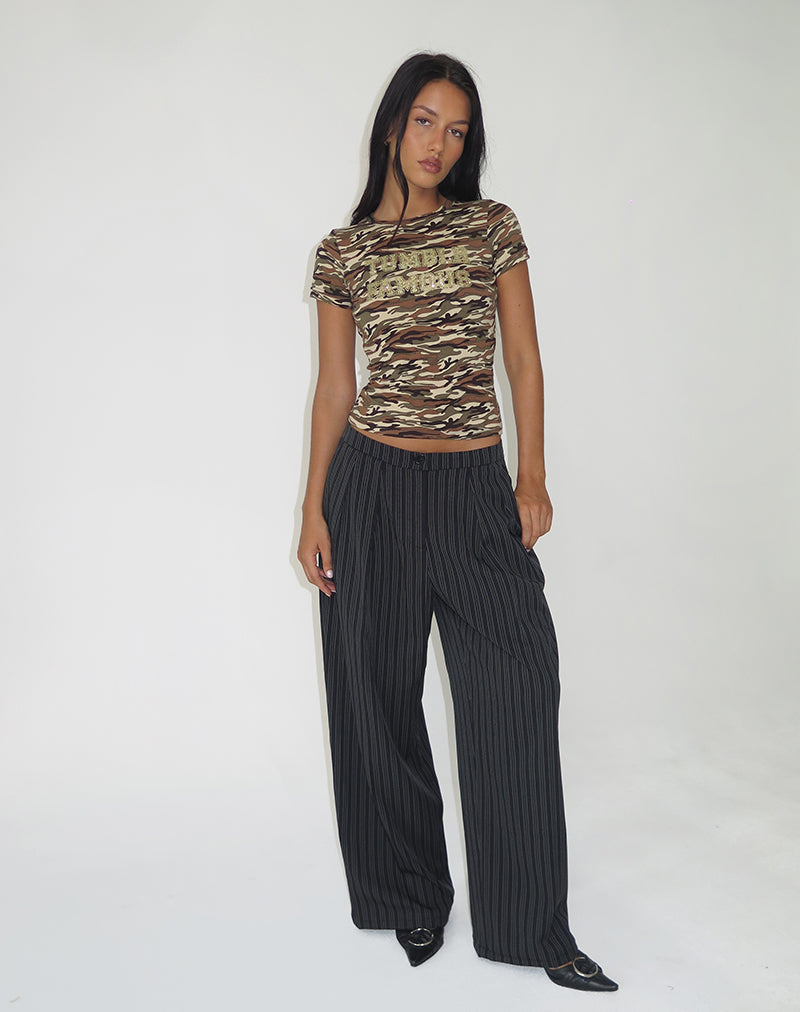 Image de Syra Pantalon plissé à rayures noir