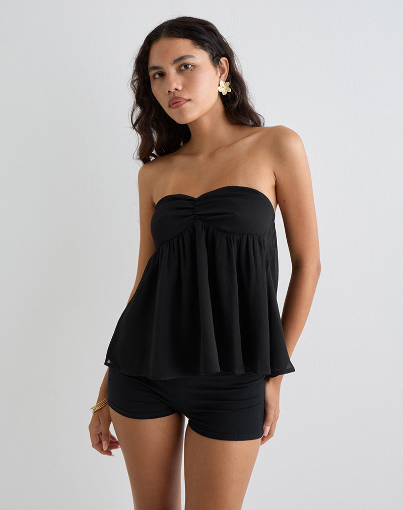 Image de Setsuko Bandeau Longline Top in Black