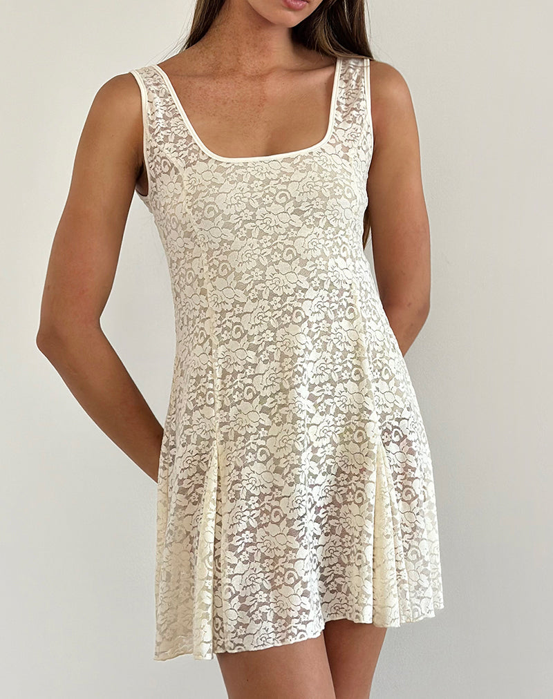 Image de Mini robe Tabah en dentelle rose ivoire