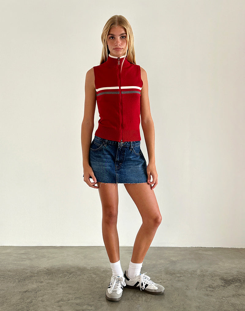 Image de Tabeya Veste en tricot sans manches en rouge