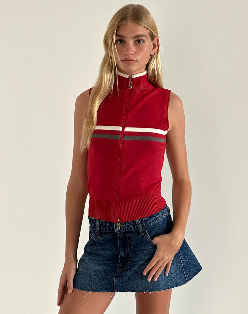 Tabeya - Veste en tricot sans manches - Rouge