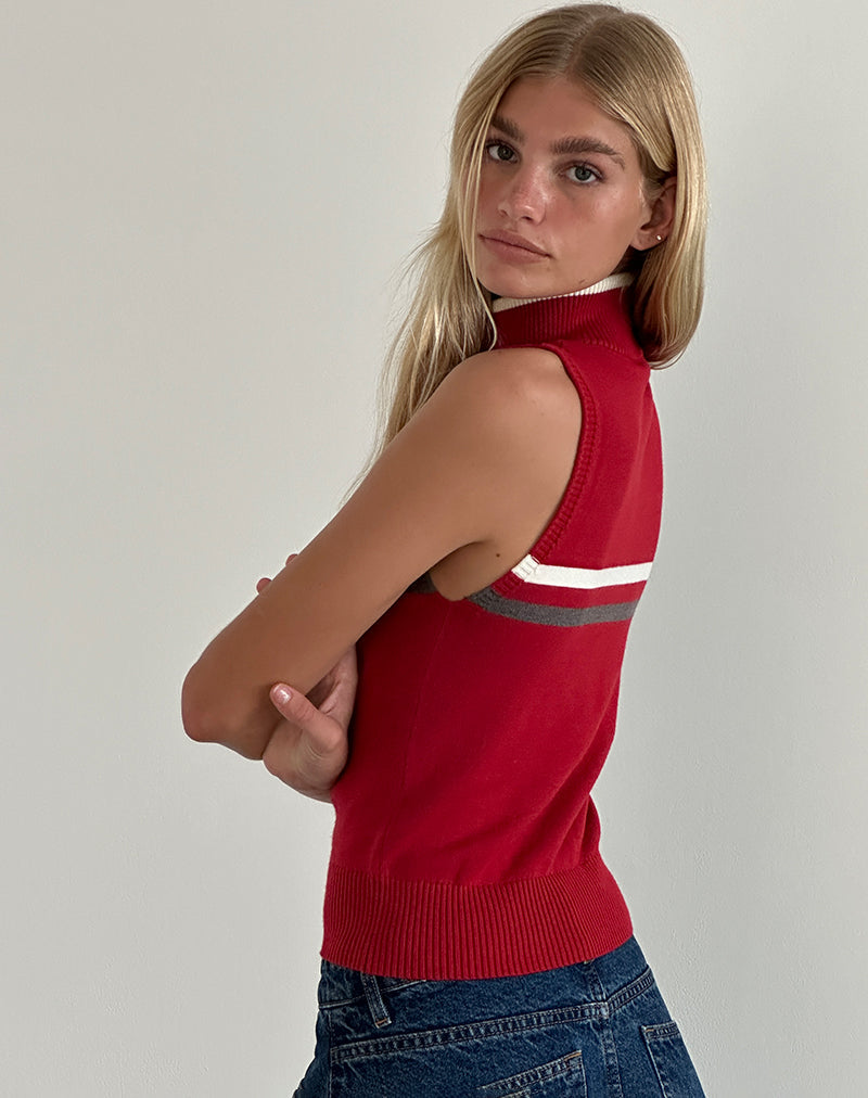 Image de Tabeya Veste en tricot sans manches en rouge