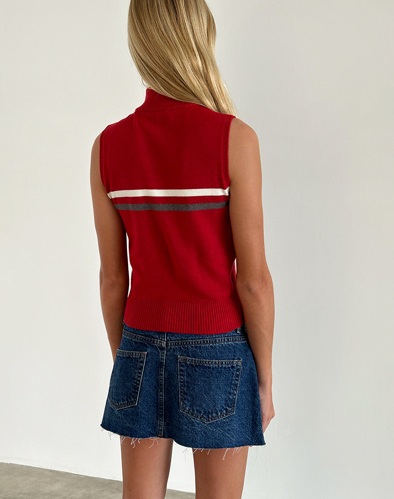 Image de Tabeya Veste en tricot sans manches en rouge