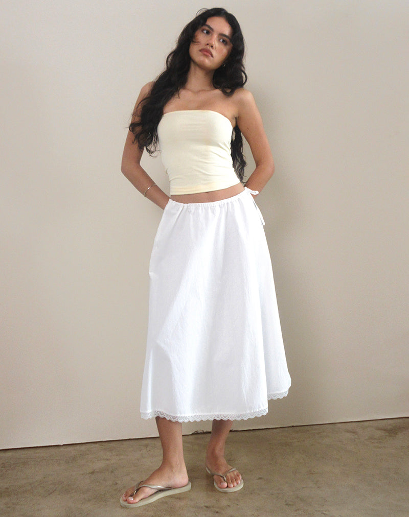 image de Taka Midi Skirt in Poplin White