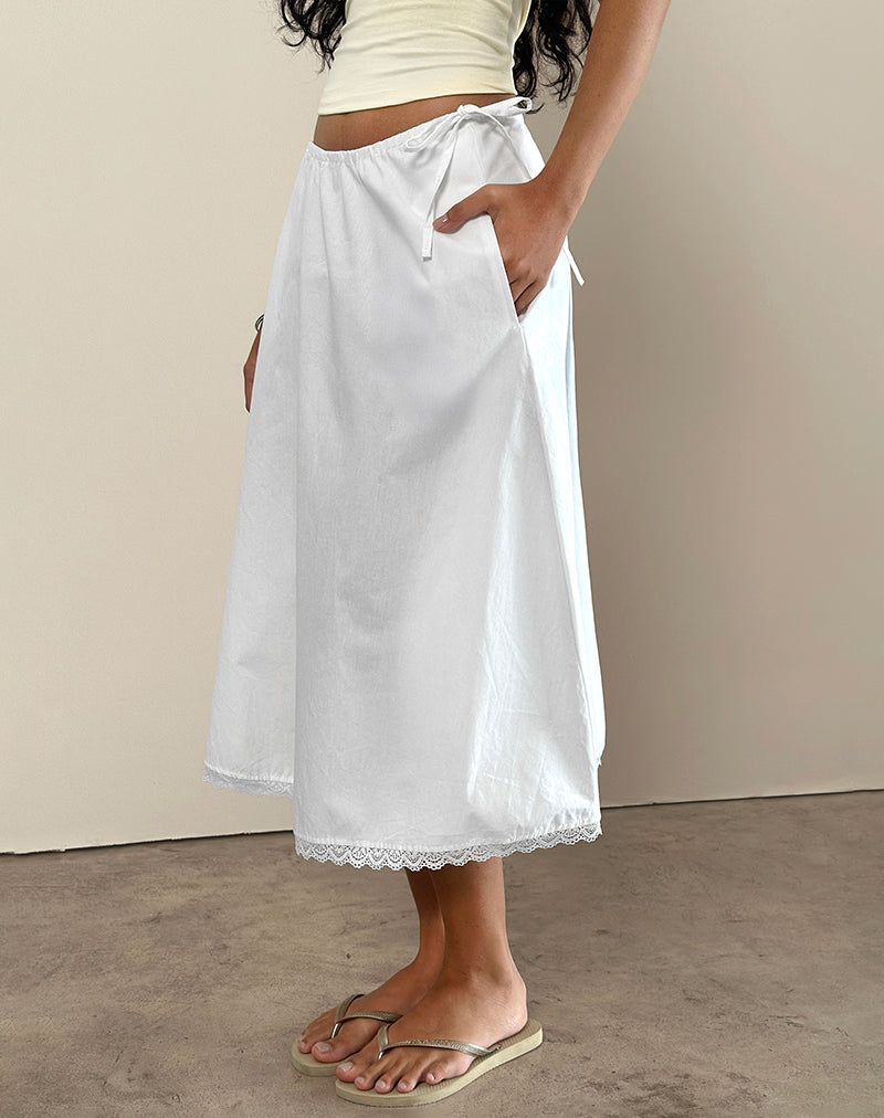 Jupe midi Taka en popeline blanche