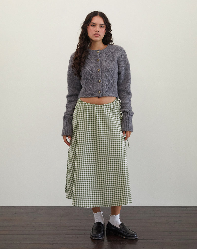 Jupe midi Takara, vichy olive