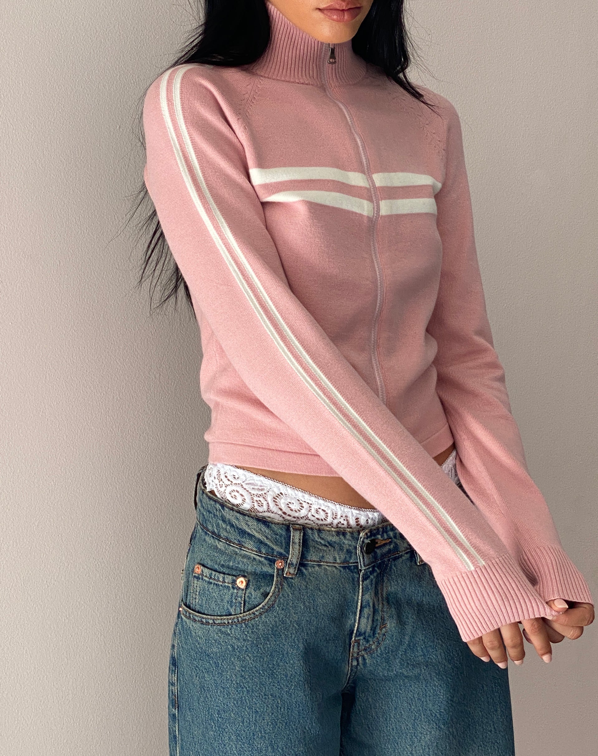Image de Talisa Sporty Zip Through Jacket in Knit Pink