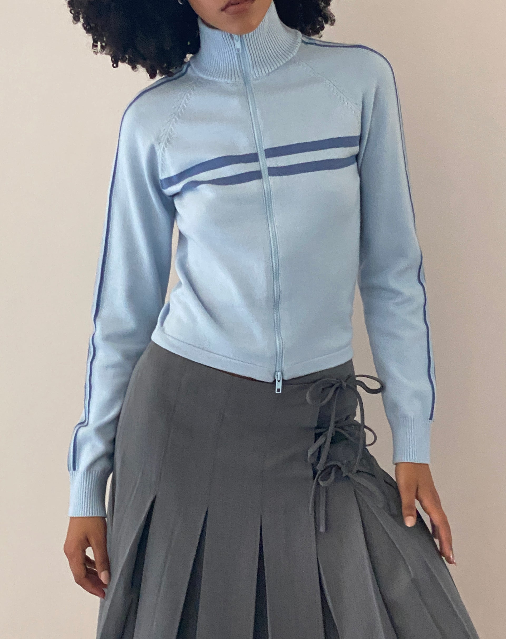 Image de Talisa Sporty Zip Through Jacket in Knit Light Blue