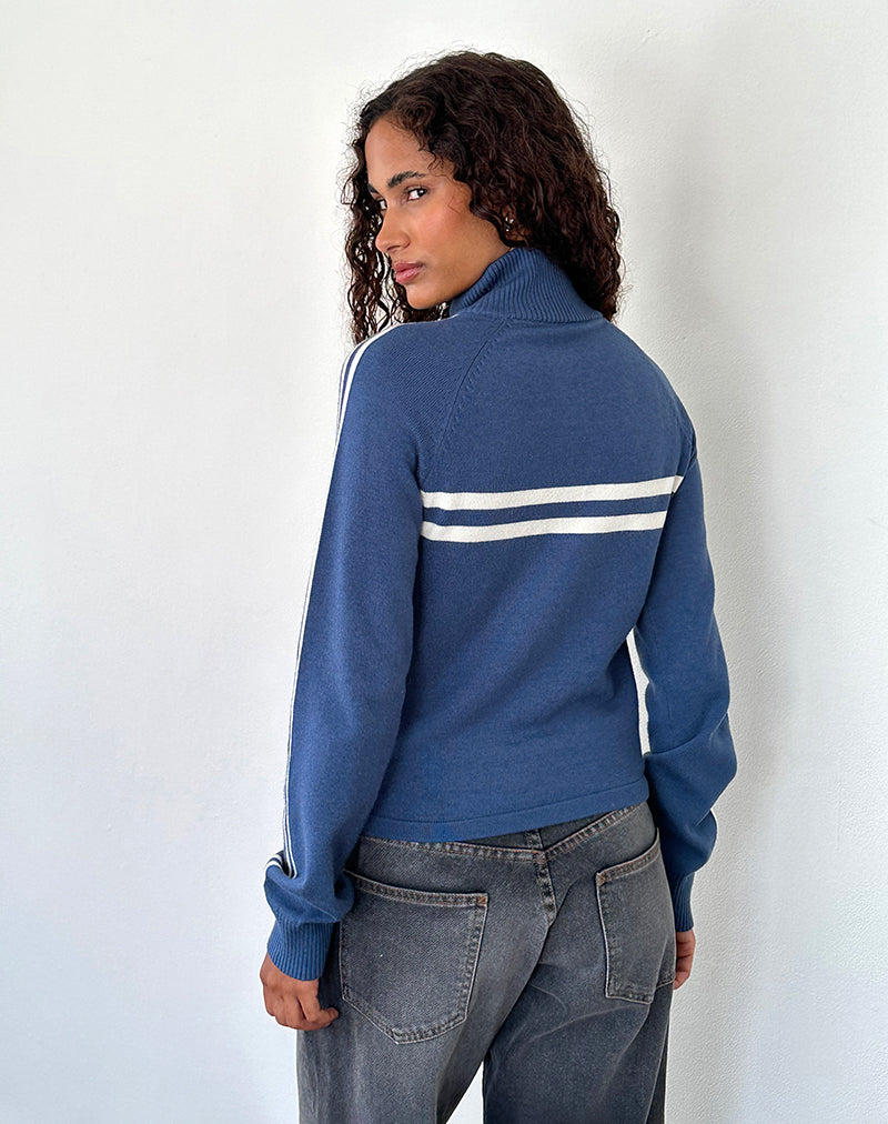 Image de Talisa Sporty Zip Through Jacket In Navy with Ivory Stripes