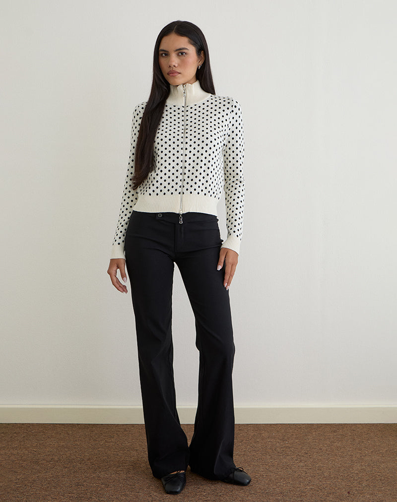 Veste en maille zippée Talisa Tiny Polka Ivory