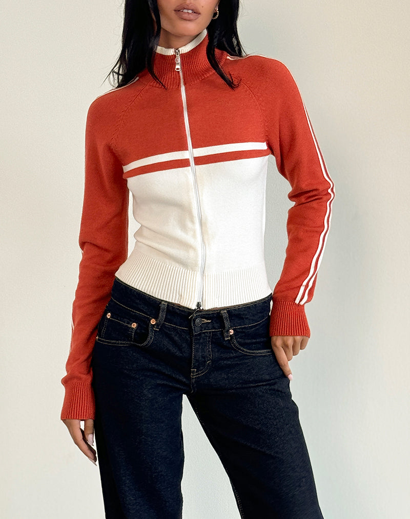 Image de la veste Talya à panneaux rouges et blancs