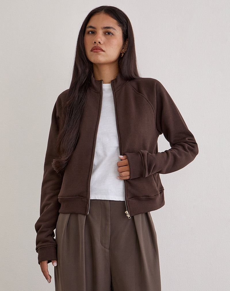 Image of Tamayo Zip Turtleneck Jumper in Bitter Chocolate