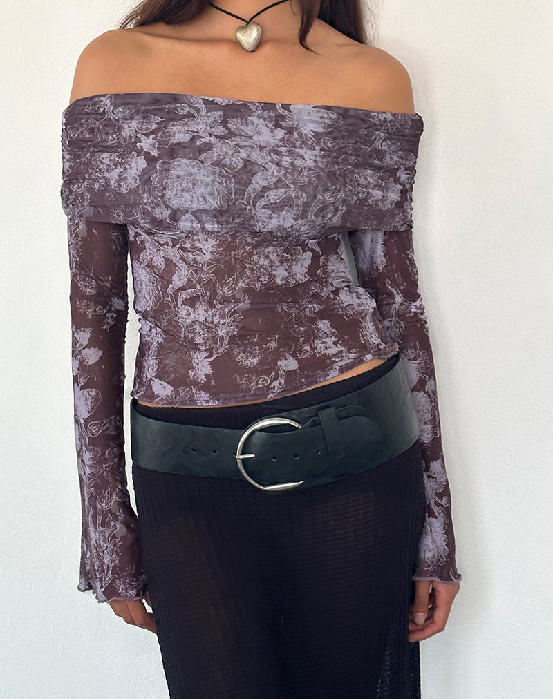 Image de Noelle Bardot Top in Botanic Sketch Purple