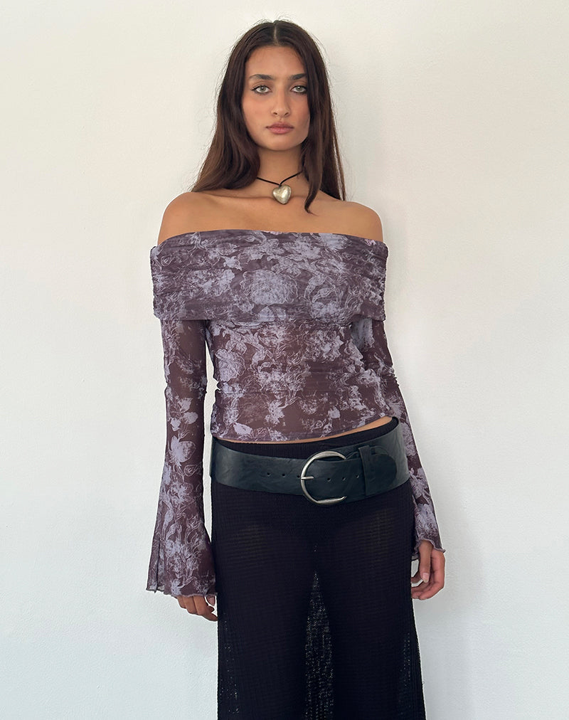 Image de Noelle Bardot Top in Botanic Sketch Purple