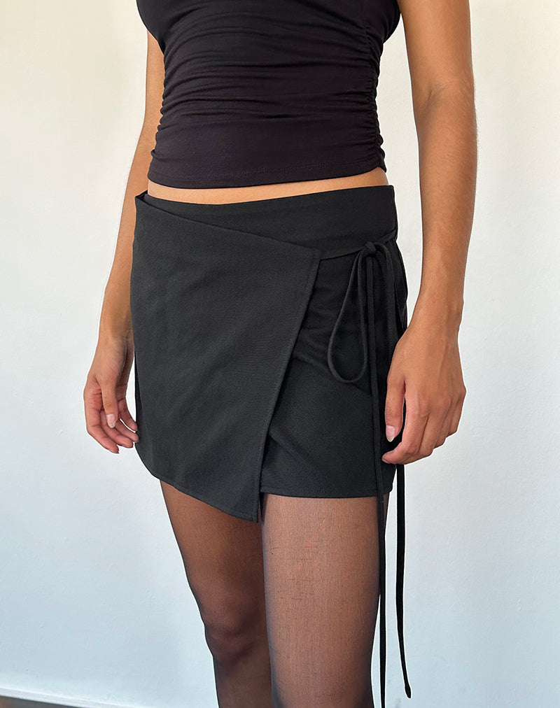 Jupe portefeuille Tanix, tailleur noir