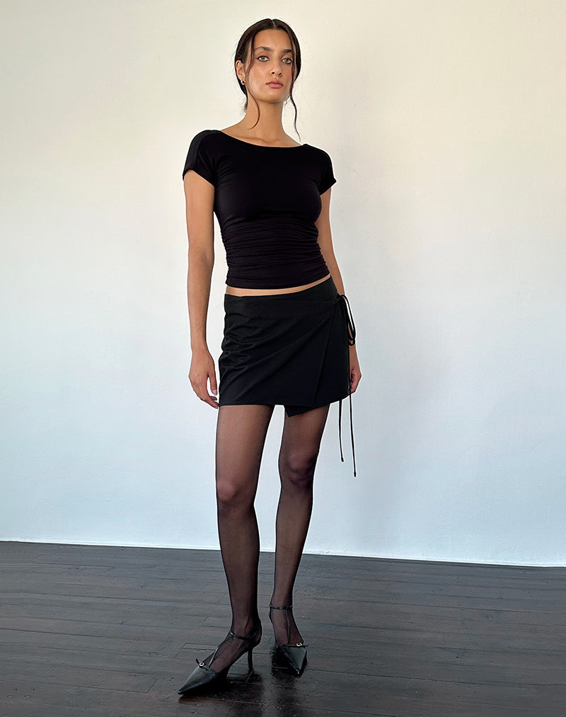 Jupe portefeuille Tanix, tailleur noir