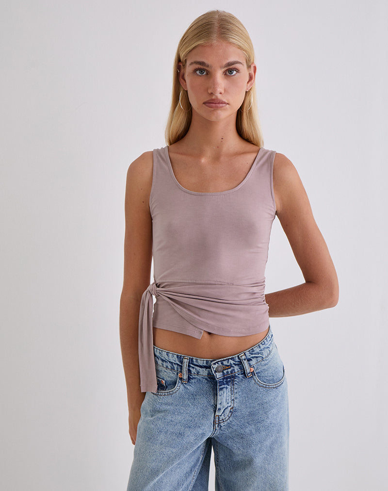 Tanzy Tie Top in Jersey Dusty Mauve