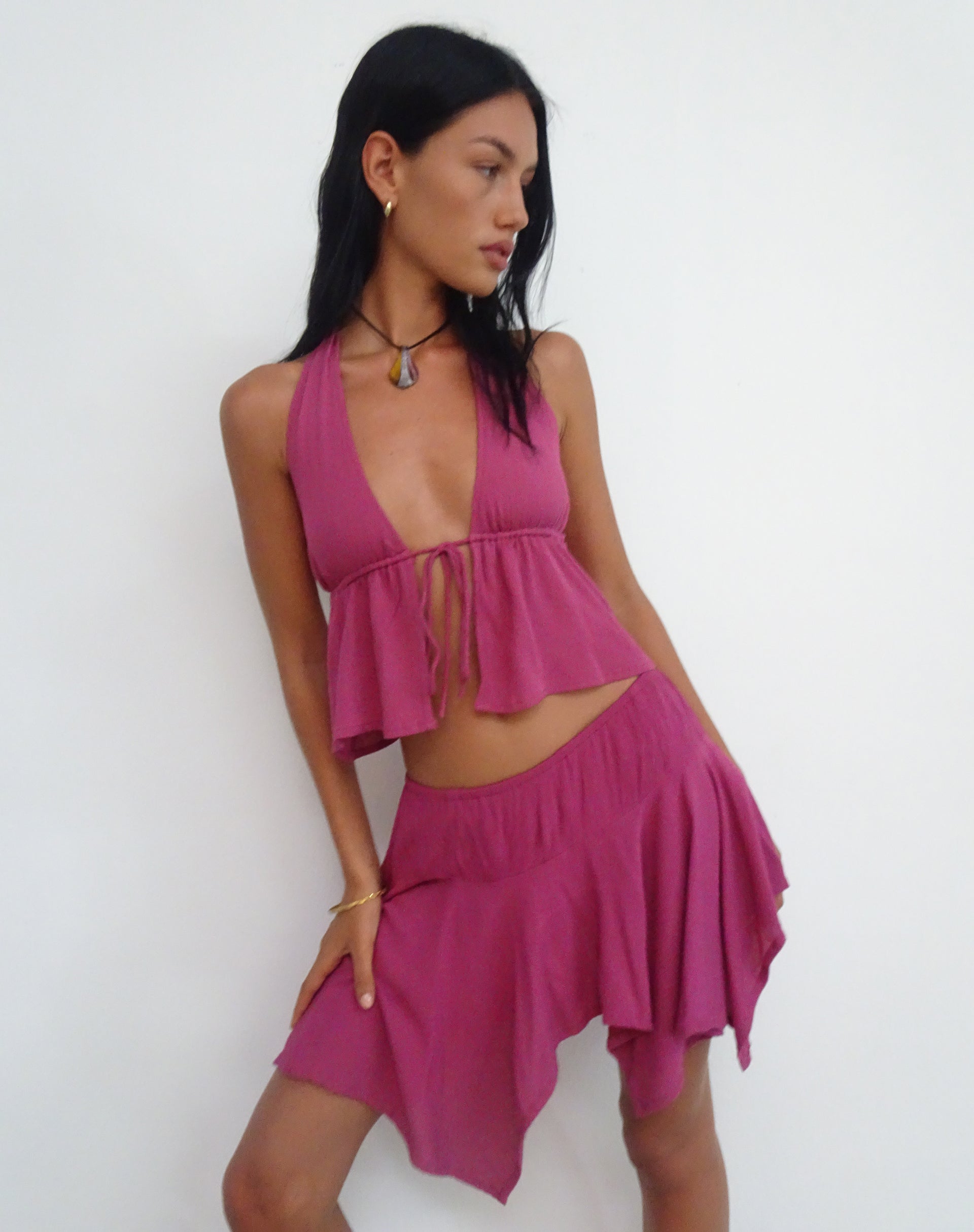 Image de la mini-jupe Waterfall de Daco, Rose Crinkle
