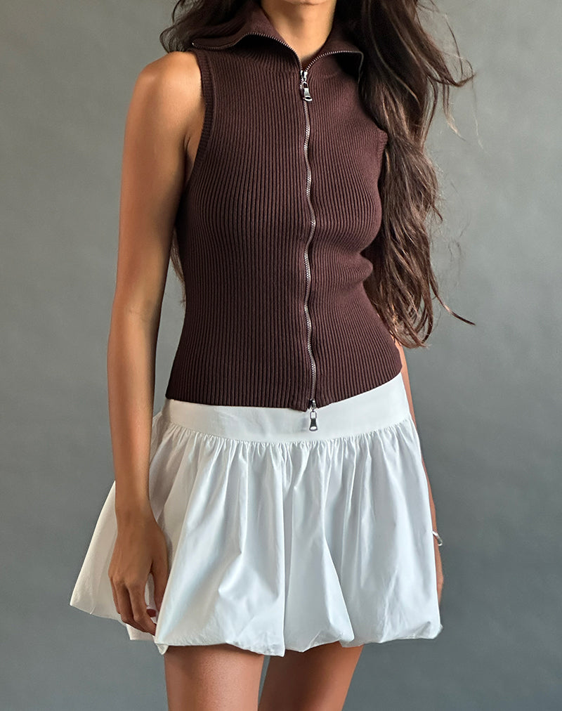 Image de Tarni Highneck Fold Over Tank Top in Brown