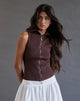 Image de Tarni Highneck Fold Over Tank Top in Brown