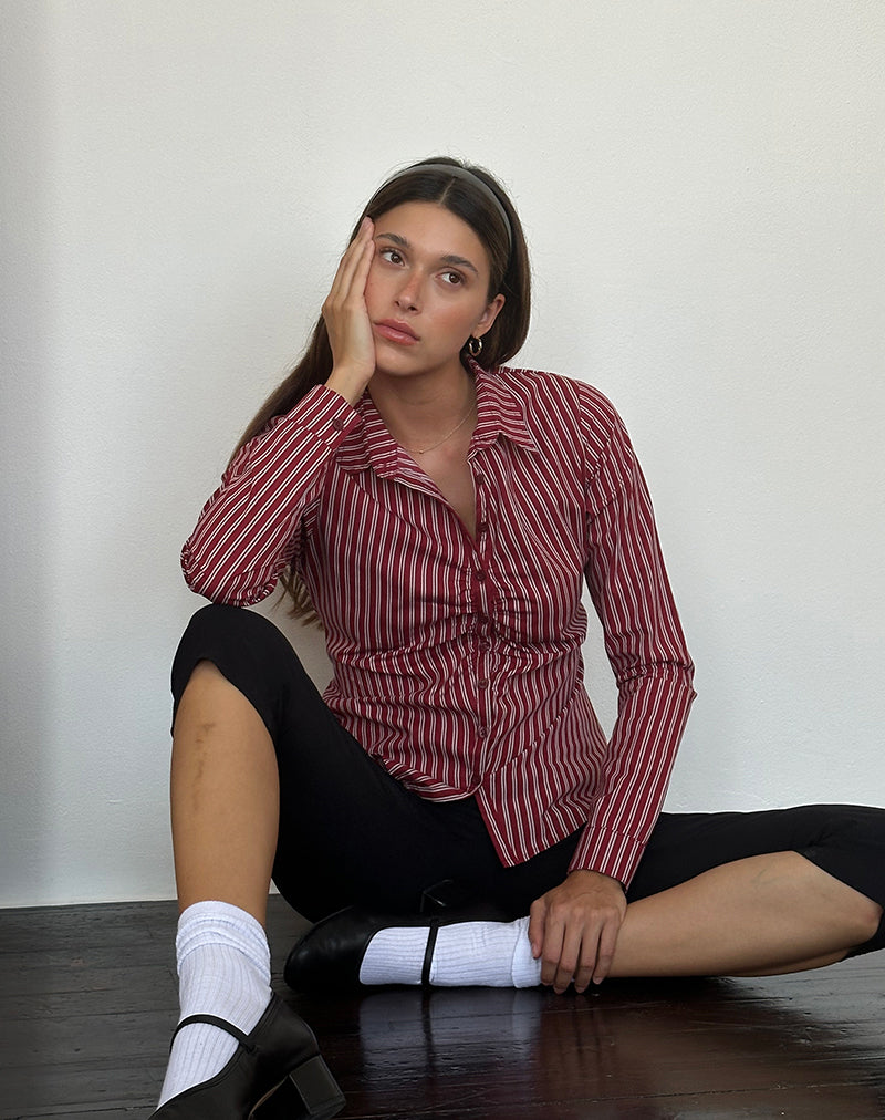 Chemise ajustée Tarsi, rayures marron