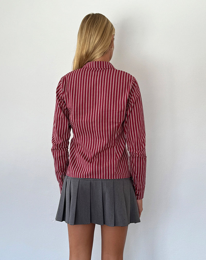 Image de Tarsi Fitted Shirt in Maroon Stripe