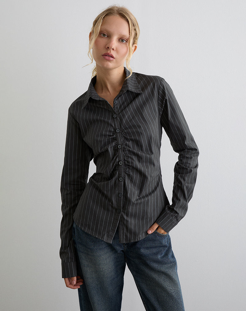 Chemise ajustée Tarsi, Mono Pinstripe Grey