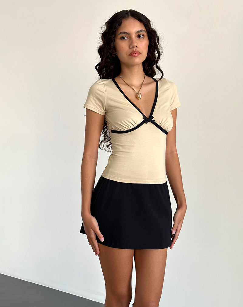 Top Tasina en lait de coco avec bordure noire