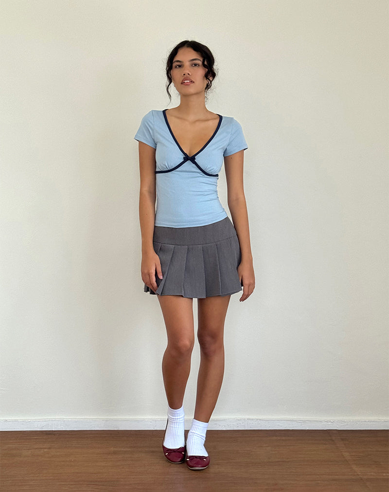 Image de Tasina Top in Nantucket Blue with Navy Binding