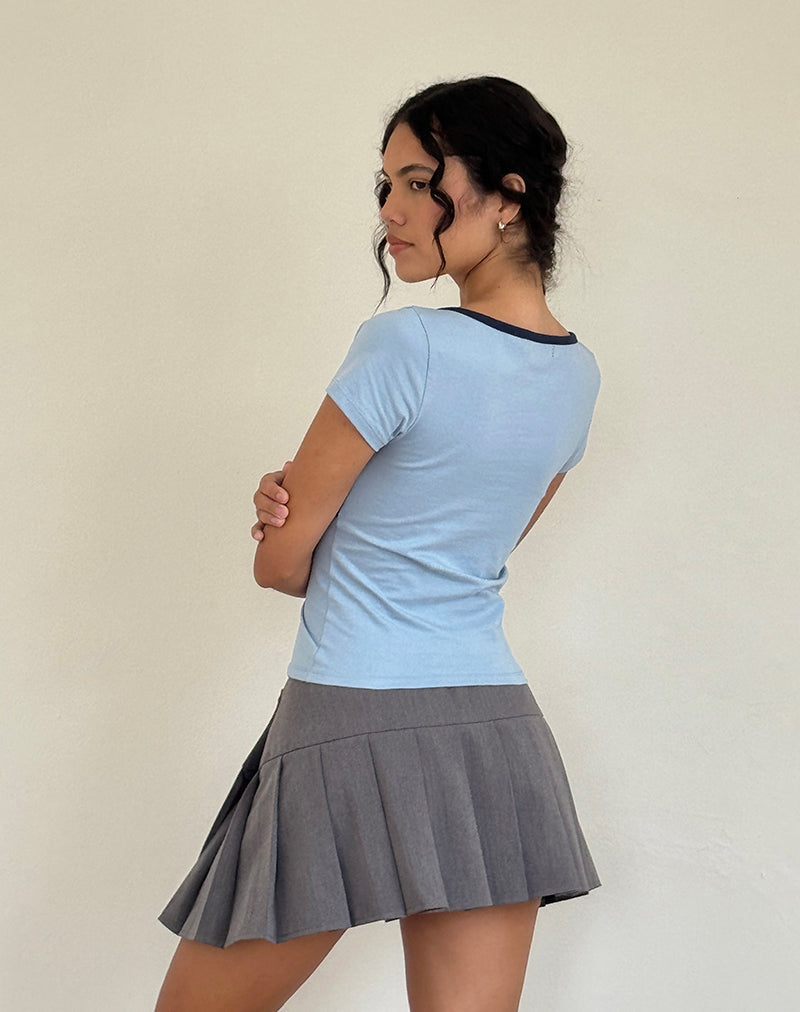 Image de Tasina Top in Nantucket Blue with Navy Binding