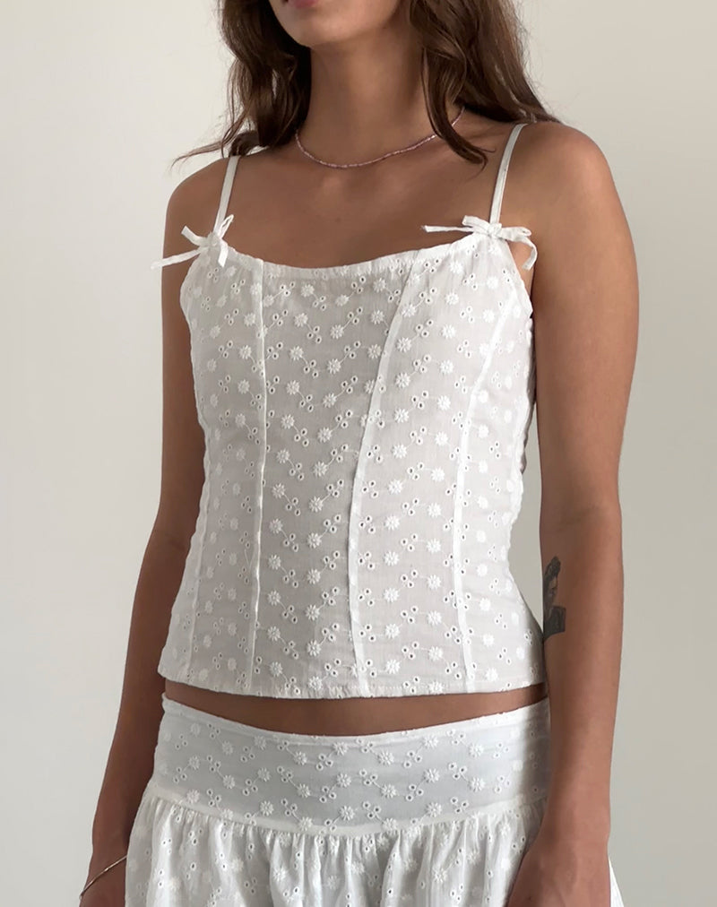 Image de Tasma Corset Top in Woven Broderie White