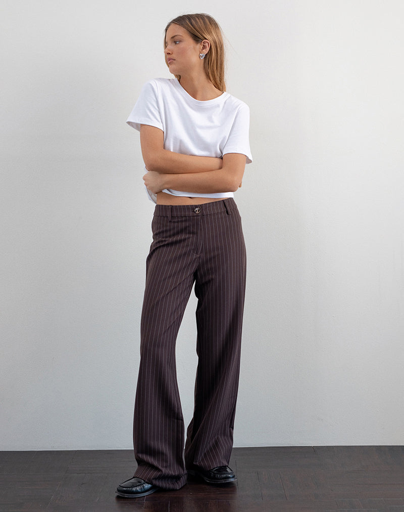 Image de Tatina Smart Trouser in Brown Pinstripe Tailoring
