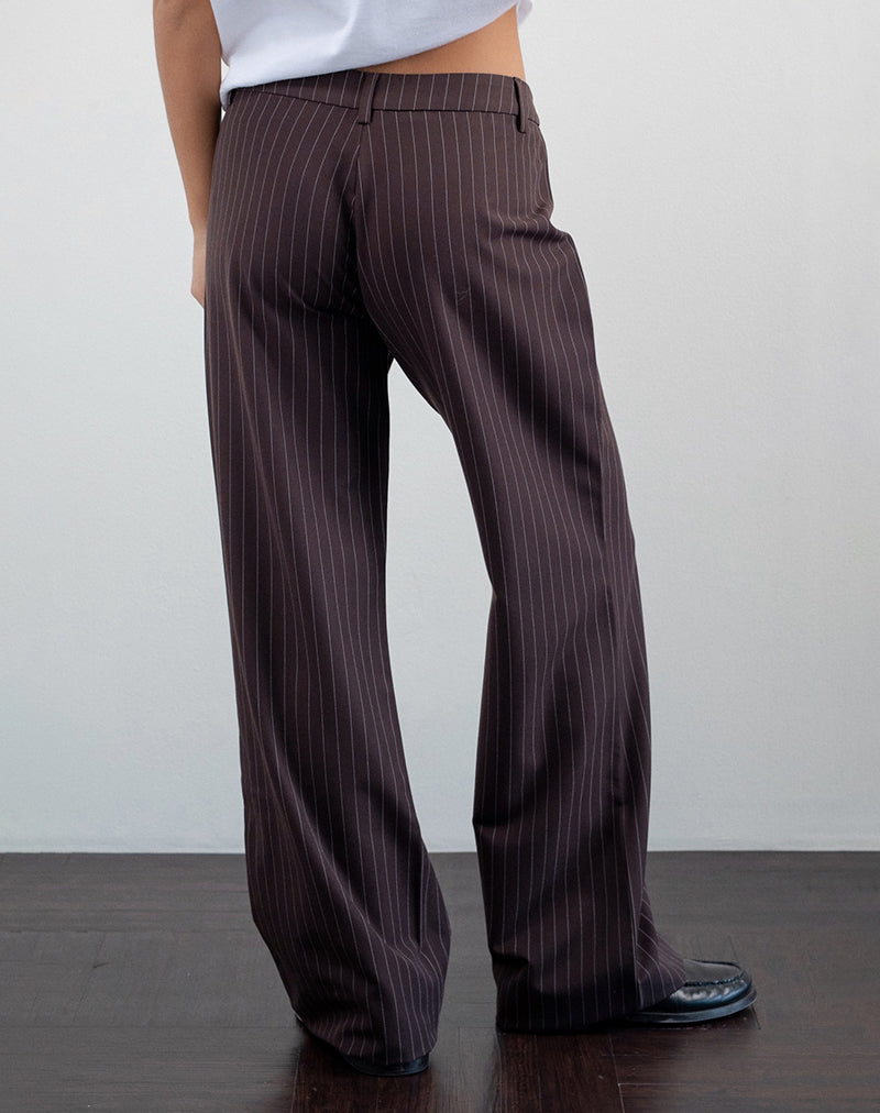 Image de Tatina Smart Trouser in Brown Pinstripe Tailoring