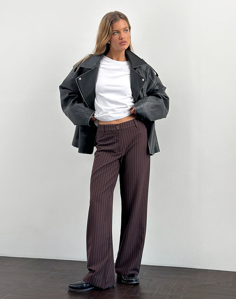 Tatina Smart Trouser in Brown Pinstripe Tailoring