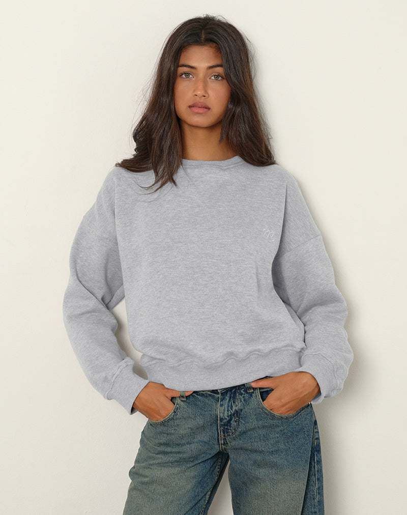 Sweatshirt Tedasa Crew en gris marron avec emblème M