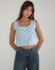 image de Ternya Top in Blue Flower Gingham