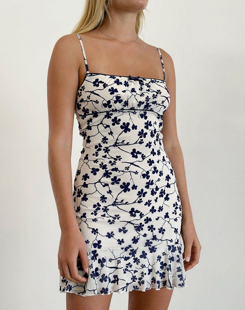 Image de la Mini robe Tery en Grunge Floral Flock Cream