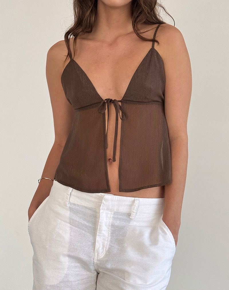 Image de Tezza Cami Top in Brown Glitter Chiffon