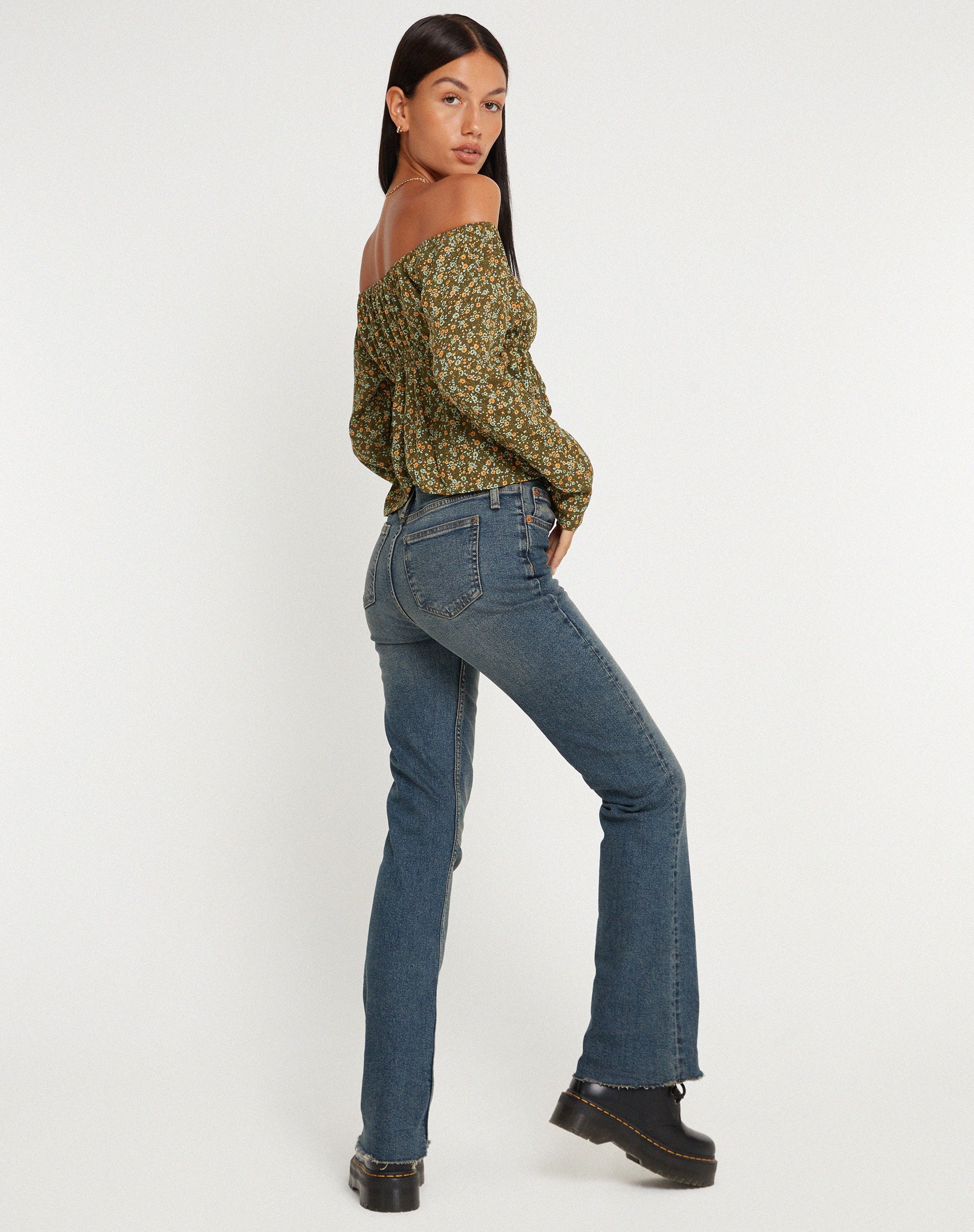 Image de THENA TOP GRUNGEY FLORAL KHAKI