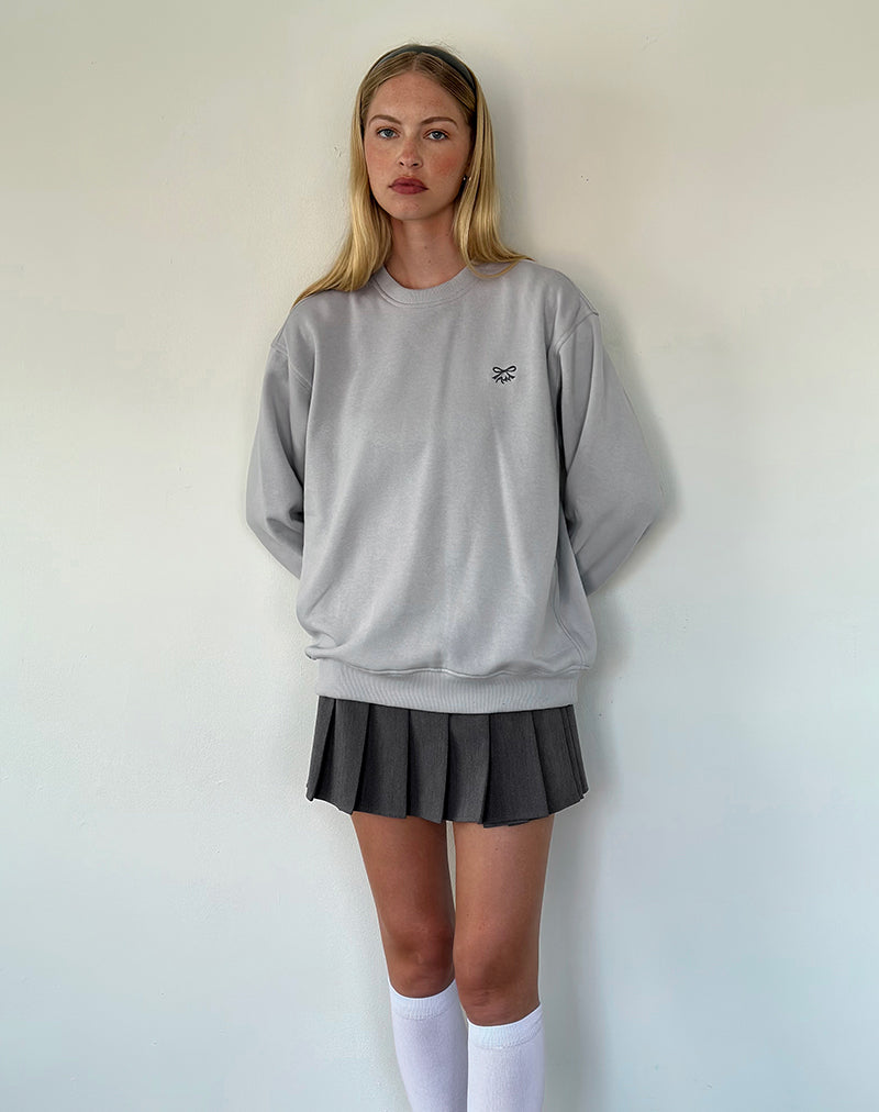 Image of Tillie Sweatshirt in Lunar Rock with Ocean Storm Bow Embroidery