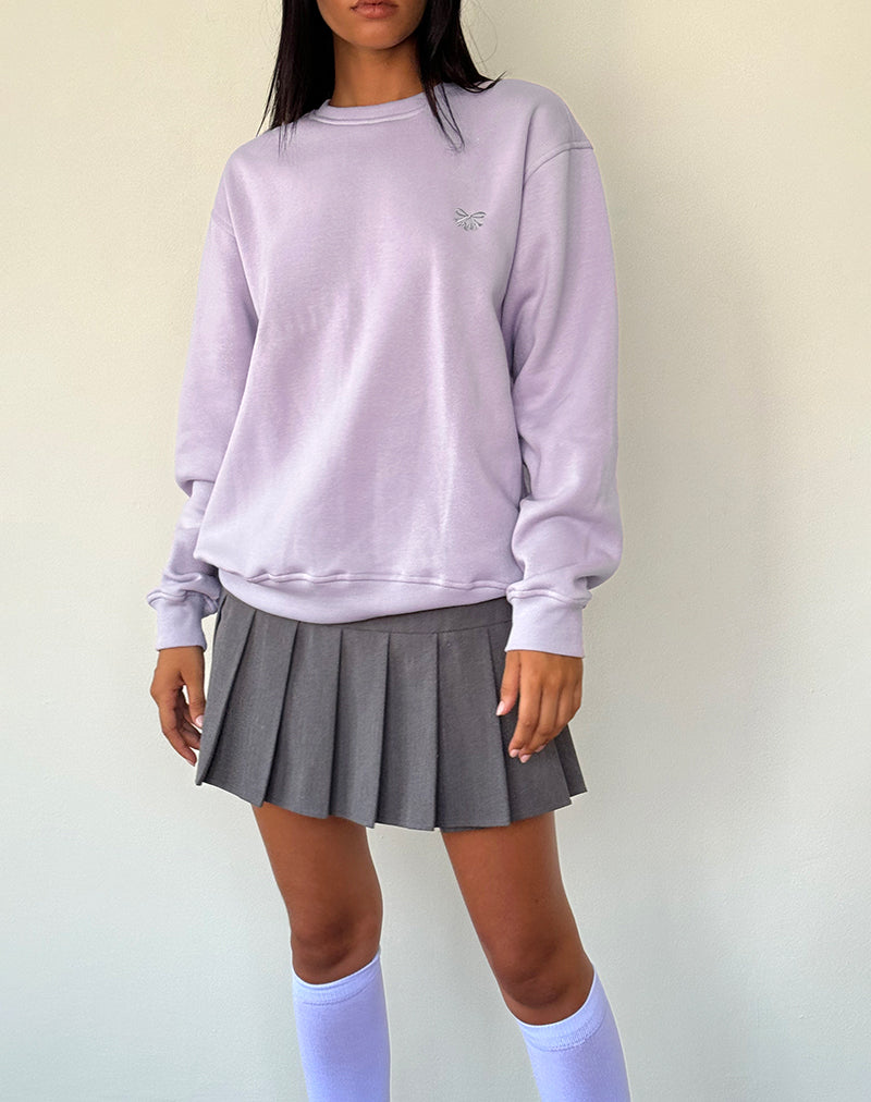 Image de Tillie Jumper in Violet with Grey Bow Embroidery
