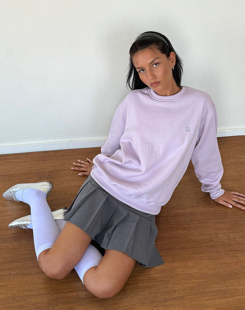 Image de Tillie Jumper in Violet with Grey Bow Embroidery