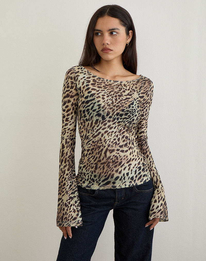 Image de Tineko Long Sleeve Top in Leopard Dance Brown