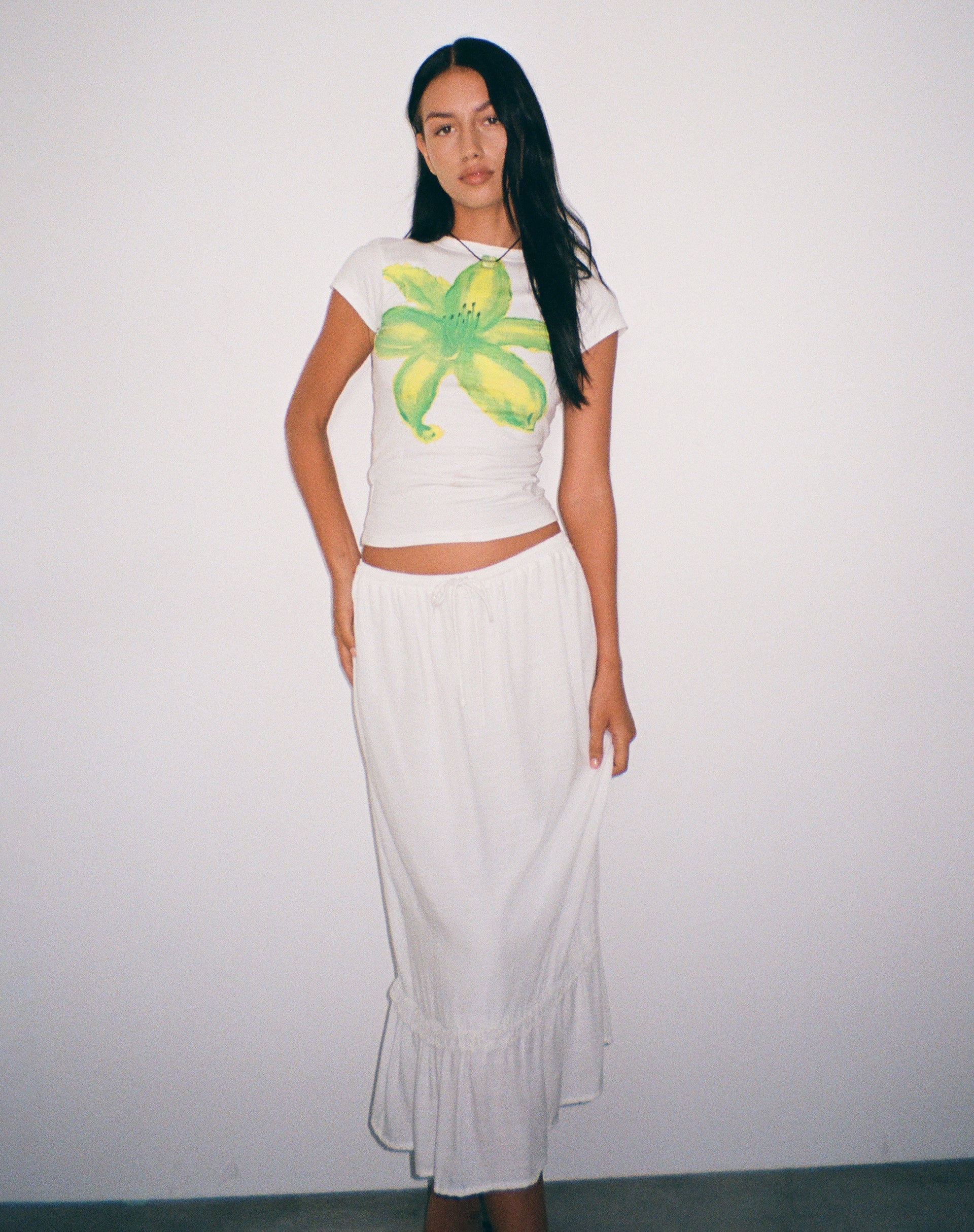 Image de Tiona Tee-shirt imprimé en fleur d'été Lime