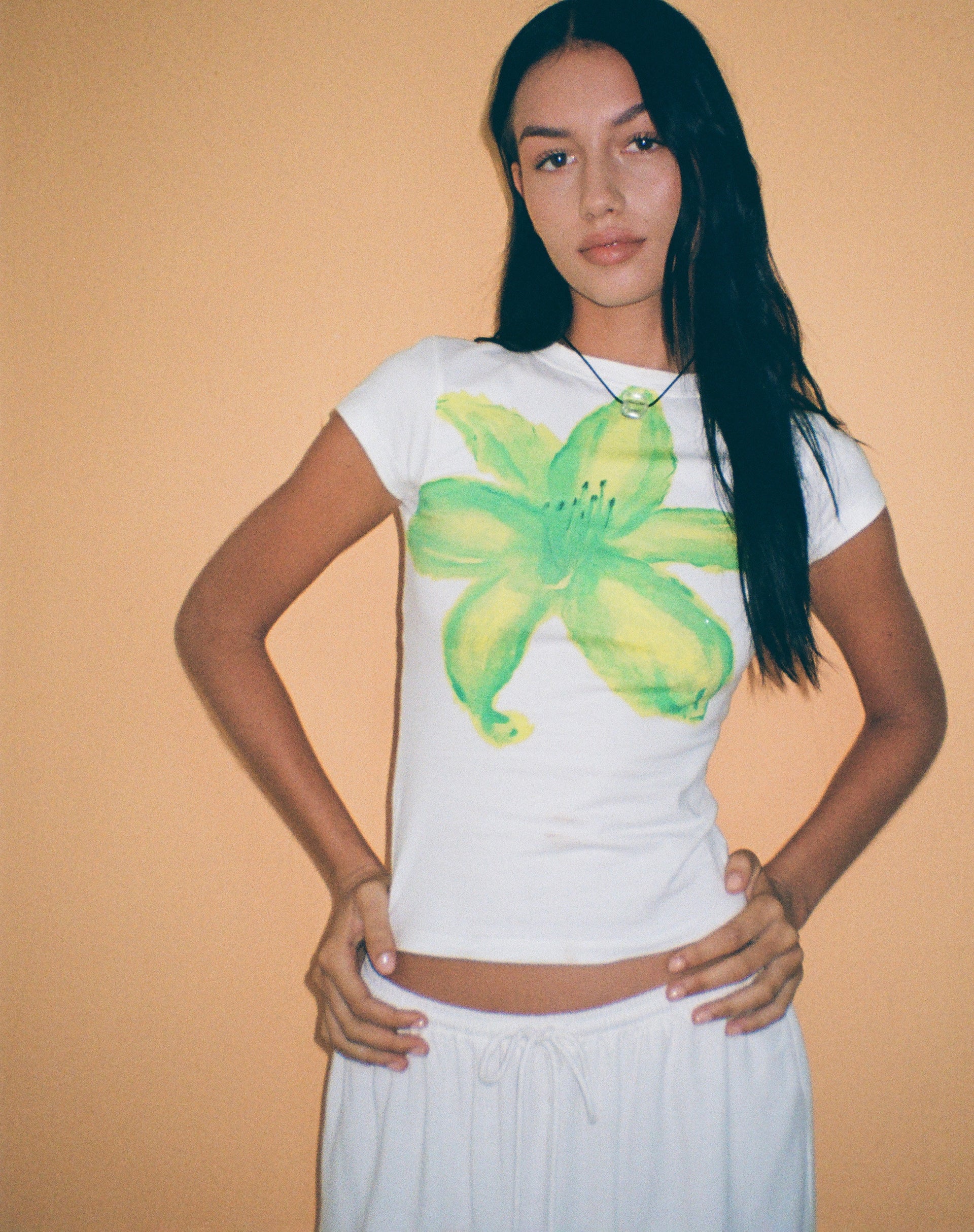 Image de Tiona Tee-shirt imprimé en fleur d'été Lime