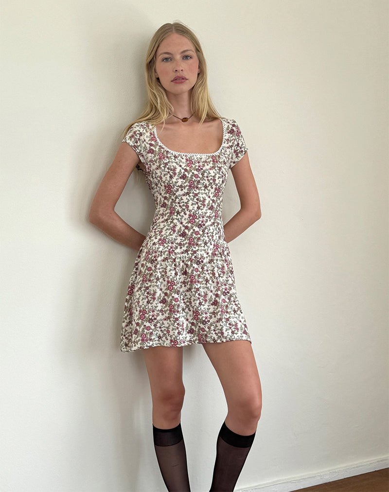 Tipani Mini Robe en Vintage Bloom Ivoire